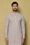 Shop_Aryavir Malhotra_Multi Color Kurta Georgette Chikankari Printed Vintage Floral Set _Online_at_Aza_Fashions