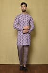 Buy_Aryavir Malhotra_Purple Kurta Georgette Chikankari Printed Botanical And Pant Set _at_Aza_Fashions