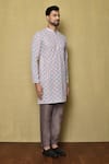 Aryavir Malhotra_Multi Color Kurta Georgette Chikankari Printed Floral And Pant Set _at_Aza_Fashions