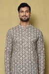 Shop_Aryavir Malhotra_Multi Color Kurta Georgette Chikankari Printed Botanical And Embroidered Set _Online_at_Aza_Fashions