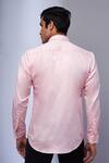 Shop_Sammohan Ceremonial_Pink Cotton Placement Embroidery Chameleon Shirt_at_Aza_Fashions