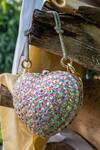 Shop_BAG HEAD_Multi Color Embellished Holographic Crystal Heart Bag _at_Aza_Fashions