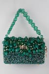 Buy_BAG HEAD_Emerald Green Embellished Stone Bag _at_Aza_Fashions