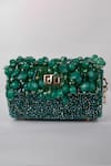 Shop_BAG HEAD_Emerald Green Embellished Stone Bag _at_Aza_Fashions