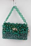 BAG HEAD_Emerald Green Embellished Stone Bag _Online_at_Aza_Fashions