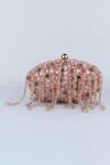 Buy_Bag Head_Pink Crystals, Sequins Floral Embellished Oval Bag _at_Aza_Fashions