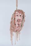 Bag Head_Pink Crystals, Sequins Floral Embellished Oval Bag _Online_at_Aza_Fashions