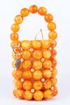 Buy_Bag Head_Orange Beads, Pearls Marble Bucket Bag _at_Aza_Fashions