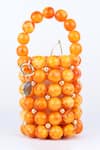 Shop_Bag Head_Orange Beads, Pearls Marble Bucket Bag _at_Aza_Fashions