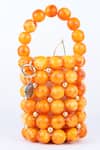 Bag Head_Orange Beads, Pearls Marble Bucket Bag _Online_at_Aza_Fashions