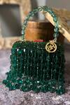 Buy Bag Head Green Crystals, Beads Butterfly Tasselled Bag at Aza Fashions Buy_Bag Head_Green Crystals, Beads Butterfly Tasselled Bag_at_Aza_Fashions