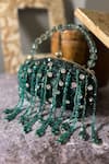 Buy_Bag Head_Green Crystals, Beads Jewel Embellished Oval Bag _at_Aza_Fashions