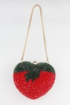 Buy_Bag Head_Red Crystals, Beads Strawberry Embellished Bag _at_Aza_Fashions