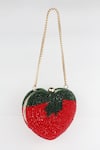 Shop_Bag Head_Red Crystals, Beads Strawberry Embellished Bag _at_Aza_Fashions