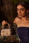 Bag Head_White Pearls, Crystals Embellished Mini Bag _Online_at_Aza_Fashions