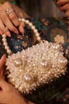 Buy_Bag Head_White Pearls, Crystals Embellished Mini Bag _Online_at_Aza_Fashions