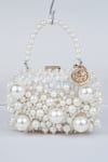 Shop_Bag Head_White Pearls, Crystals Embellished Mini Bag _Online_at_Aza_Fashions