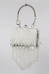 Buy_BAG HEAD_White Embellished Clear Crystal Tasselled Bag _at_Aza_Fashions