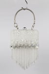 Shop_BAG HEAD_White Embellished Clear Crystal Tasselled Bag _at_Aza_Fashions