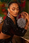 Buy_BAG HEAD_Silver Crystal Flat Round Shaped Embellished Bag _at_Aza_Fashions