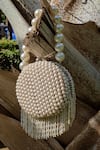 Shop_BAG HEAD_White Pearls Embellished Round Bag _at_Aza_Fashions