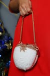 Buy_BAG HEAD_White Semi-precious Stone Semi Embellished Apple Shaped Bag _at_Aza_Fashions