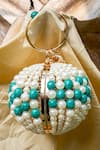 Shop_BAG HEAD_White Pearls Two Tone Embellished Bag _at_Aza_Fashions