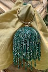 Buy_BAG HEAD_Green Crystals Round Shaped Embellished Bag _at_Aza_Fashions