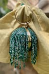 Buy_Bag Head_Green Crystals Tassel Embellished Small Ball Bag _at_Aza_Fashions