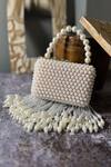 Buy_Bag Head_White Pearls, Crystals Tasselled Bag _at_Aza_Fashions