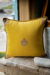 Shop_Aarti Sethia Studio_Yellow Cotton Embroidered Dhani Cushion Cover Single Pc _at_Aza_Fashions