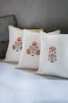 Aarti Sethia_White Cotton Embroidered Bahar Cushion Cover Single Pc _at_Aza_Fashions