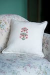 Buy_Aarti Sethia_White Cotton Embroidered Bahar Cushion Cover Single Pc 