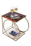 Shop_Brick Brown_Gold Wood Running Wheel Side Stool _at_Aza_Fashions