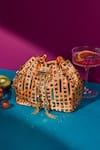 Shop_House of Bio_Orange Embellished Crystal Studded Bucket Bag _Online_at_Aza_Fashions