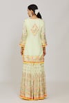 Gopi Vaid_Green Kurta Viscose Embroidered Hand Friya Short Sharara Set  _Online_at_Aza_Fashions