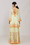 Gopi Vaid_Green Georgette, Organza Tassels, Sequins, Zohra Peplum Kurta Sharara Set _Online_at_Aza_Fashions