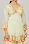 Shop_Gopi Vaid_Green Georgette, Organza Tassels, Sequins, Zohra Peplum Kurta Sharara Set _Online_at_Aza_Fashions