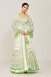 Buy_Gopi Vaid_Ivory Anarkali Jacket And Bustier Georgette Embroidered Hand Ridham Skirt Set _at_Aza_Fashions