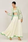 Buy_Gopi Vaid_Ivory Bustier And Blazer Georgette Embroidered Hand Laira Victorian Skirt Set _at_Aza_Fashions