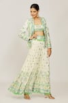 Buy_Gopi Vaid_Ivory Bustier And Pant Viscose Embroidered Isha Jacket Flared Set  _at_Aza_Fashions