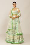 Shop_Gopi Vaid_Ivory Lehenga And Blouse Georgette Embroidered Hand Vidhi Bridal Set _at_Aza_Fashions