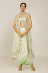 Buy_Gopi Vaid_Ivory Skirt Crepe Embroidered Hand Machine Harita Cape Draped Set _at_Aza_Fashions