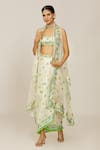 Shop_Gopi Vaid_Ivory Skirt Crepe Embroidered Hand Machine Harita Cape Draped Set _at_Aza_Fashions