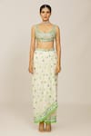 Gopi Vaid_Ivory Skirt Crepe Embroidered Hand Amina Mirror Embellished Blouse Draped Set _Online_at_Aza_Fashions