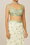 Buy_Gopi Vaid_Ivory Skirt Crepe Embroidered Hand Amina Mirror Embellished Blouse Draped Set _Online_at_Aza_Fashions