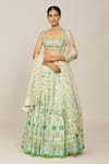 Buy_Gopi Vaid_Ivory Lehenga Georgette Embroidered Hand Machine Shifa Mela Bridal Set _at_Aza_Fashions