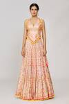 Gopi Vaid_Pink Lehenga And Blouse Georgette Embroidery Narya Geometric Set _at_Aza_Fashions