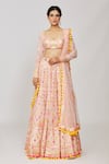 Buy_Gopi Vaid_Pink Lehenga Georgette Embroidery Mirror Notched Ruhani Bridal Set _at_Aza_Fashions