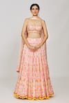 Shop_Gopi Vaid_Pink Lehenga Georgette Embroidery Mirror Prisha And Sequin Bridal Set _at_Aza_Fashions